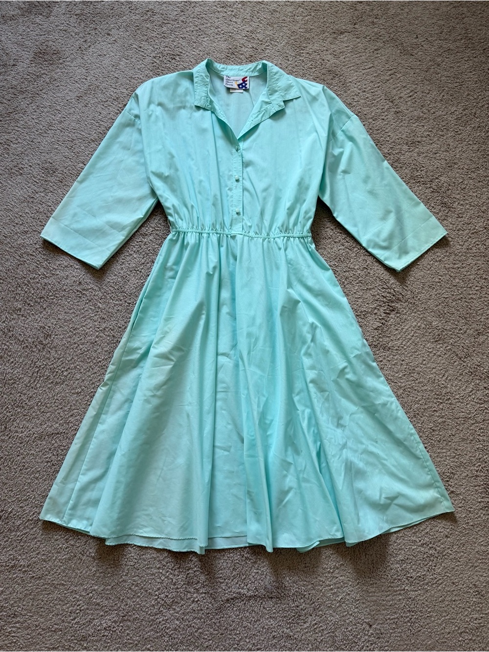 VTG ~ 1980s ~ The American Shirt Dress ~ Light Blue Shirtwaist Dress ~ Size 14